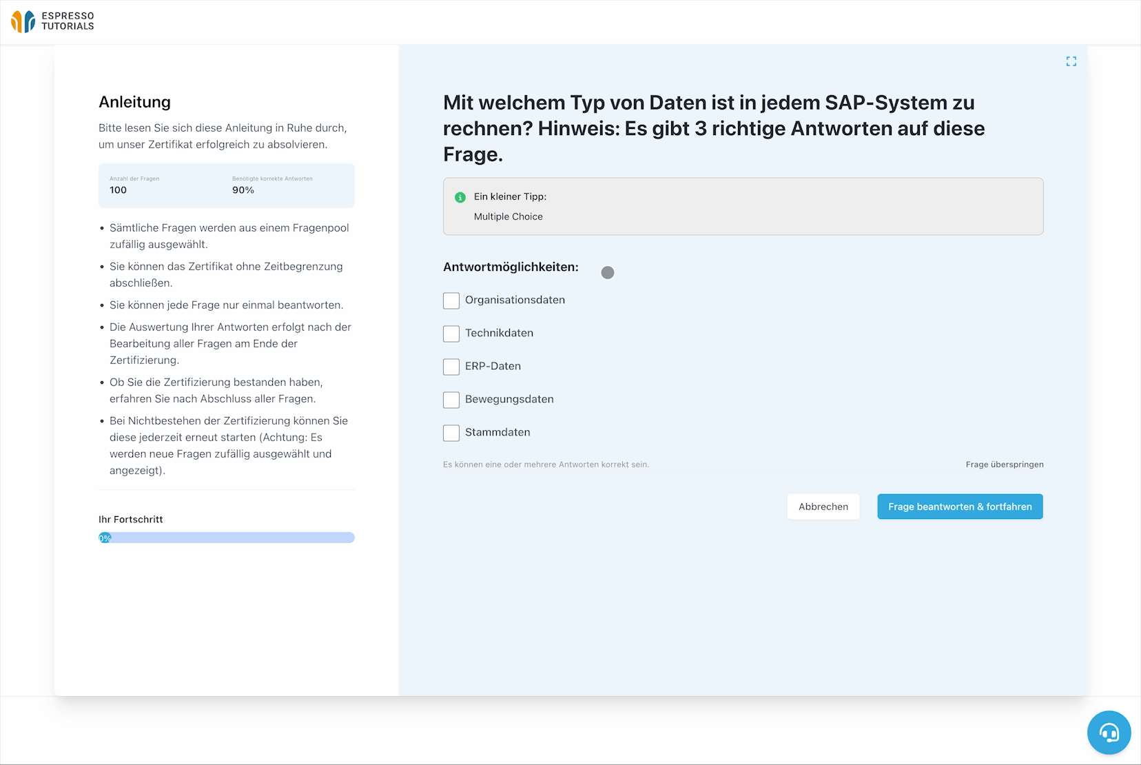 Vérifiez vos connaissances sur SAP à l'aide de tests à choix multiples.